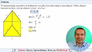 Obliczanie krawędzi w graniastosłupie o danej objętości  MatFiz24pl 👈 [upl. by Linneman]