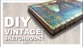 DIY Vintage Cover Sketchbook  Coptic Stitch [upl. by Hakym]