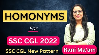 Homonyms in English Grammar  SSC CGL 2022  Examples Words  English With Rani Maam [upl. by Lemon]