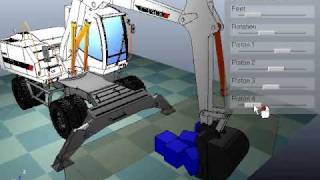 Robot Simulator Excavator Demo in VREP [upl. by Scotty972]