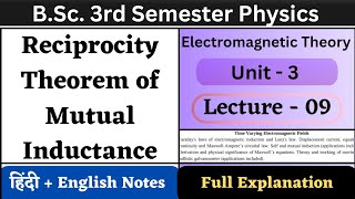 Reciprocity Theorem of Mutual Inductance  BSc 3rd Semester Physics  Unit3  L09 [upl. by Farhsa]