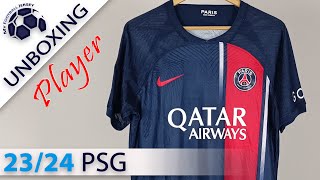 PSG Home Jersey 2324 Marquinhos Kitgg Player Version Unboxing Review [upl. by Sabah744]