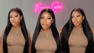 Best Straight 13x6 Lace Frontal Wig  Easy Step by Step Install  No Plucking  West Kiss Hair [upl. by Corrianne612]