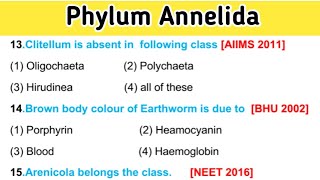 Phylum Annelida mcq  phylum annelida classification [upl. by Darrej]