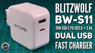 BlitzWolf BWS11 30W USBC PDQC30  24A dual usb fast charger on the bench [upl. by Mcmahon]