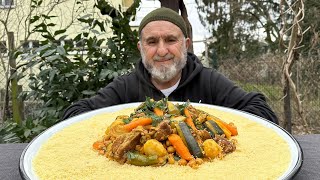 HOW TO MAKE REAL AUTHENTIC ROYAL COUSCOUS RECIPE⁉️ Cooking in Village Life [upl. by Ahsinak]