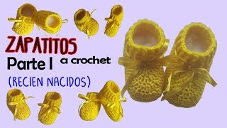 Zapatitos a crochet recien nacido Parte 1 unisex  salida del hospital [upl. by Fedora]