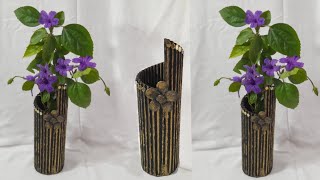 How to Make Flower Vase with Cardboard  DIY Flower Pot  Cardboard Flower Vase design [upl. by Lenuahs]