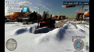 Fs22  snowplowing on aj deere test map [upl. by Chiang]