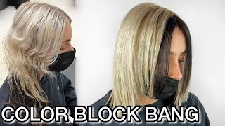 Dark Brown Color Block Bangs  How to do a Color Block Bang How to COLOR FILL Hair to go Dark Brown [upl. by Tsenrae169]