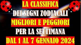 La Classifica dei Segni Zodiacali Migliori e Peggiori per la Settimana dal 1 al 7 Gennaio 2024 [upl. by Ytomit886]