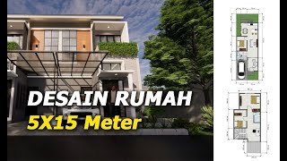 Desain Rumah 2 Lantai 5x15 Meter Balkon depan belakang [upl. by Araldo789]