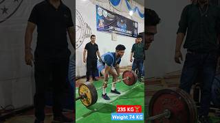 Deadlift 235 KG 🏋️‍♂️ No1 Conventional Lift Weight 74 KGshorts powerlifting bodybuilding workout [upl. by Oine]