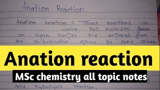 Anation reaction  Inorganic chemistry notes  MSc chemistry notes [upl. by Osmund]