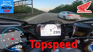 Honda CBR1000RRR SP 2021  TOPSPEED on AUTOBAHN  GPS 300 kmh [upl. by Samul]