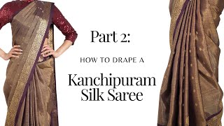 Drape a Silk Saree  saree draping tutorial  saree draping new style  Tia Bhuva [upl. by Eenhpad]