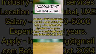 Accountant vacancy UAE subscribe for more job vacancies dubaijobs uae uaevisitvisa [upl. by Bluhm]