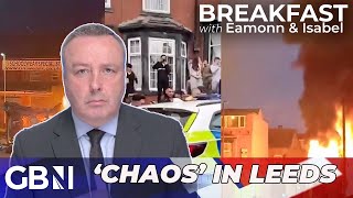 CHAOS on the streets as MAJOR Leeds riot escalates resulting in appalling violence [upl. by Essirahs]