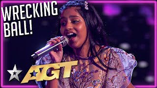 10 Year Old STUNS The Judges with Wrecking Ball Cover on Americas Got Talent [upl. by Atiekahs]