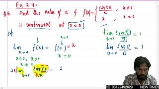 Class 12 Math Exer 24 Q678 Find value of k m n when functions continuous at given value of x [upl. by Hoon]