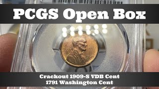 PCGS Open Box  Crackout 1909S VDB Lincoln Wheat Cent 1791 Washington Cent [upl. by Ycrem]