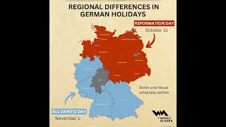 Regional Differences in German Holidays map germany difference holiday youtubeshorts [upl. by Onitram]