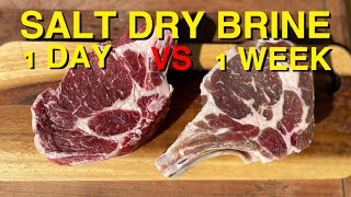 Salt Dry Brined Steak 1 Day VS 1 WeekDry Brine Experiment [upl. by Lebasiairam]