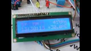 clock with thermostat and hygrostat using Arduino [upl. by Nylissej]