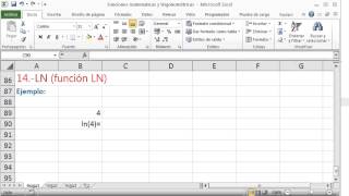 Excel funcion ln logaritmo neperiano de un número [upl. by Gnilsia]