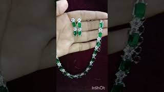 Beautiful silver amp green combination short neck set 499Only WhatsApp to Order 6281233880 [upl. by Avilys]