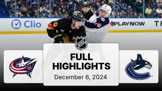 NHL Highlights  Blue Jackets and Canucks  December 6 2024 [upl. by Aliehs]