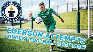 Ederson Longest Football Drop Kick  Guinness World Records [upl. by Siloum]