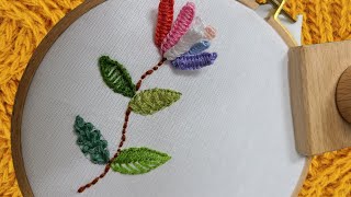 embroidery how to do double drizzle stitch to design flowers [upl. by Ulrika]