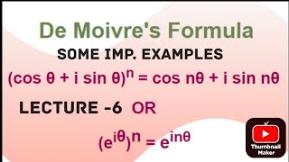 DE MOIVRES THEOREM  IMP EXAMPLES [upl. by Gnos907]