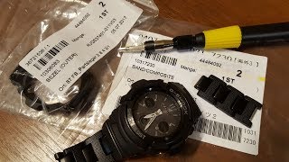 Casio GShock AWGM100B1AER  wymiana bransolety kompozytowej i bezela PL [upl. by Edyth67]