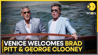 Venice Film Festival 2024 Fans cheer as Brad Pitt George Clooney arrive at Venice  WION News [upl. by Yrellam]