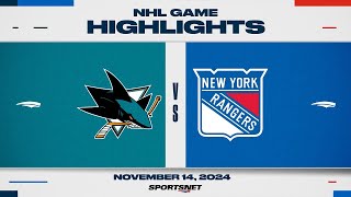 NHL Highlights  Rangers vs Sharks  November 14 2024 [upl. by Anirahc501]