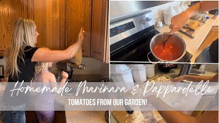 HOMEMADE MARINARA amp PAPPARDELLE  Tomatoes From Our Garden [upl. by Navlys]