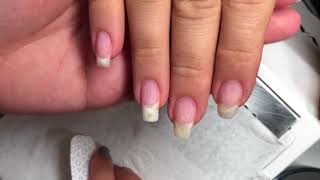 how to add acrylic to natural nail to help them grow  acrylic overlay [upl. by Ailecara]