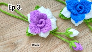 Ep3 Sepals🌹Crochet Rose Keychain Tutorial step by step  Crochet Flower Keychain crochet [upl. by Toile]