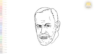 Austrian Psychoanalyst Sigmund Freud drawing  Outline drawings  How to draw Sigmund Freud easy [upl. by Robbin730]