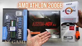 AMD Athlon 200GE ASRock A320MHDV R40 Kingston A2000 NVMe SImple PC Build [upl. by Ewer]