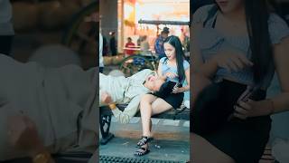 Suddenly lying on a pretty girls lap short viralvideo funny laugh prank girl funnygirl [upl. by Karim]