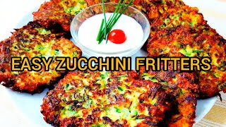 EASY ZUCCHINI FRITTERS  recipe lellaskitchen [upl. by Cuyler]