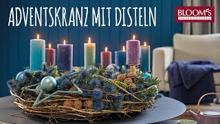 Adventskranz mit Disteln  DIY  Weihnachtsfloristik  BLOOMs VIEW [upl. by Mayeda]