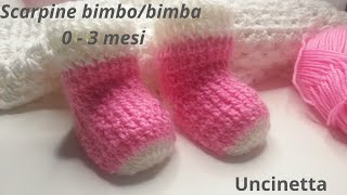 Tutorial scarpette uncinetto calzino neonato  zapatos para bebe a crochet paso a paso 0 3 mesi [upl. by Kcirtap151]