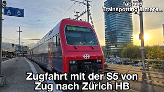 Zugfahrt mit der S5 von Zug nach Zürich HB  1 Klasse  Re 450 DPZ  Mit Ansagen [upl. by Celisse]