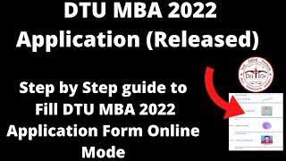 DTU MBA 2022 Application Released  How to Fill DTU MBA 2022 Application Form Online Mode [upl. by Aihsemaj]