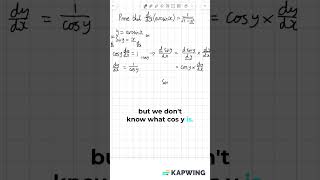 HOW TO DIFFERENTIATE ARCSIN X  A LEVEL FURTHER MATHS CORE PURE [upl. by Giorgio214]