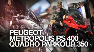 PEUGEOT Metropolis RS 400 amp QUADRO Parkour 350  EICMA 2012 [upl. by Dorena]